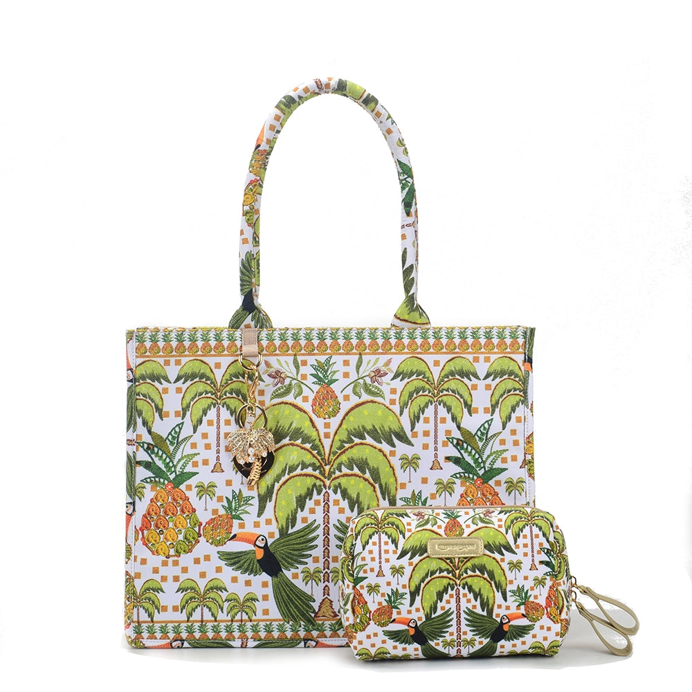 Queen of Hearts Book Tote Set in Hawaiian Tribal