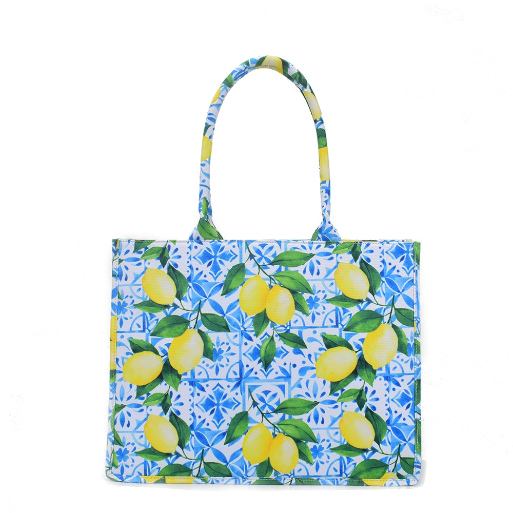 Queen of Hearts Book Tote Set in Mediterranean Lemons