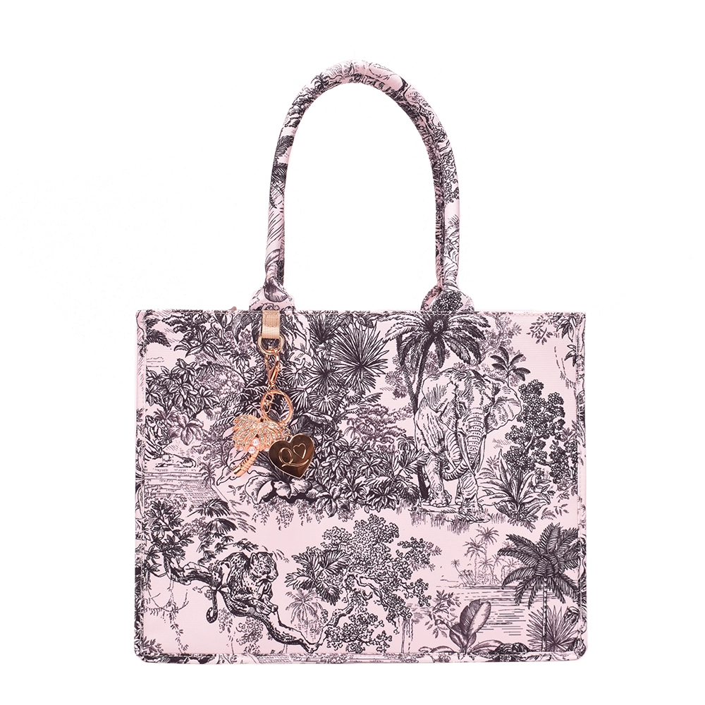 Queen of Hearts Book Tote Set in Palm Tree and White Lotus
