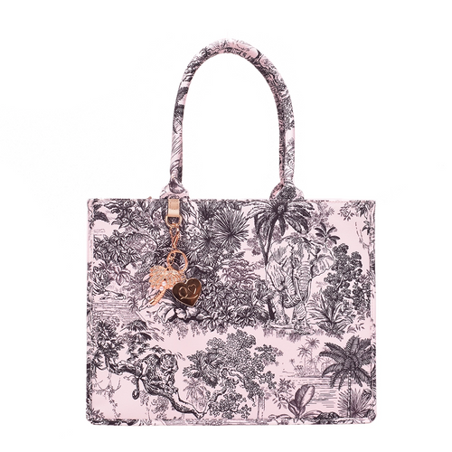Queen of Hearts Book Tote Set in Palm Tree and White Lotus