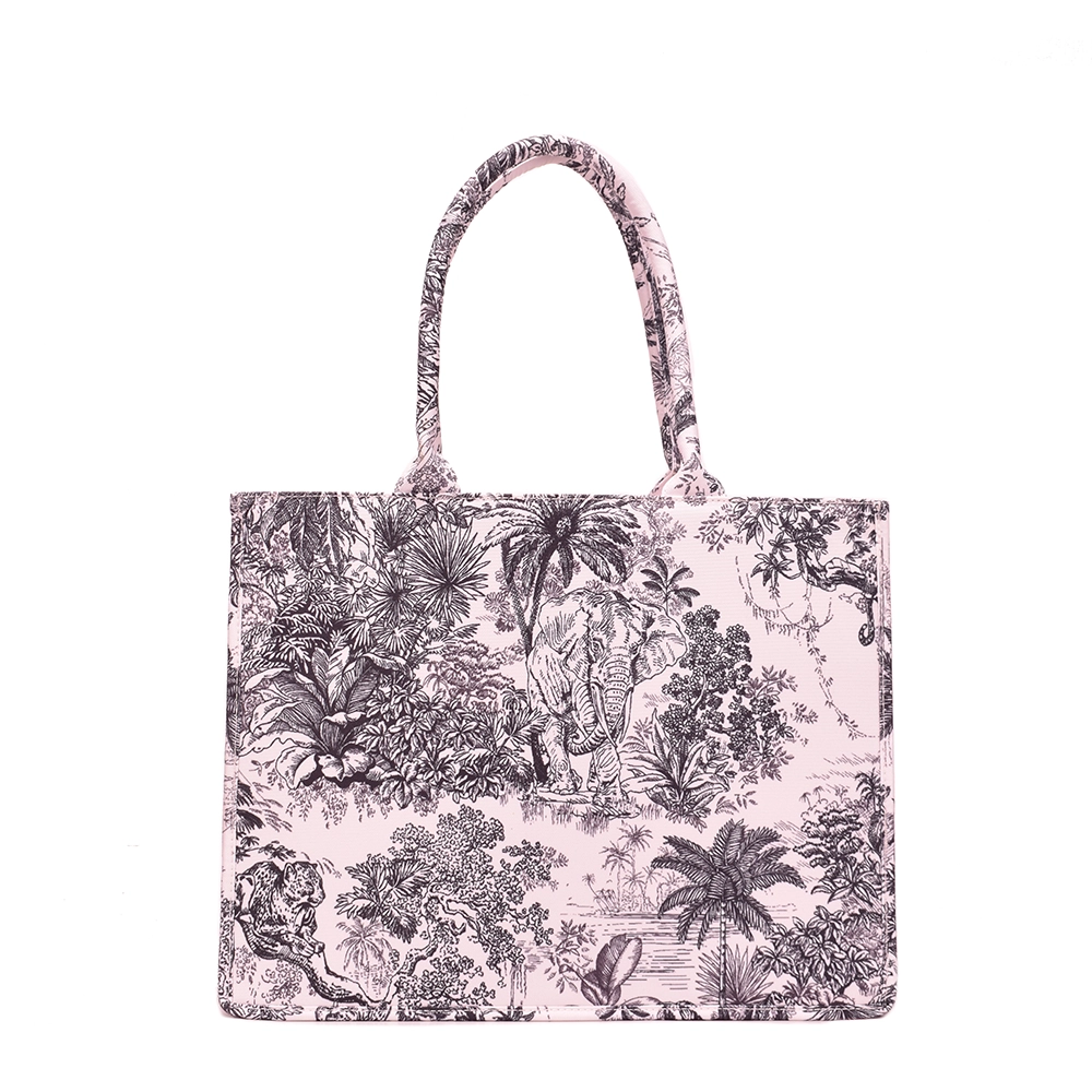 Queen of Hearts Book Tote Set in Palm Tree and White Lotus