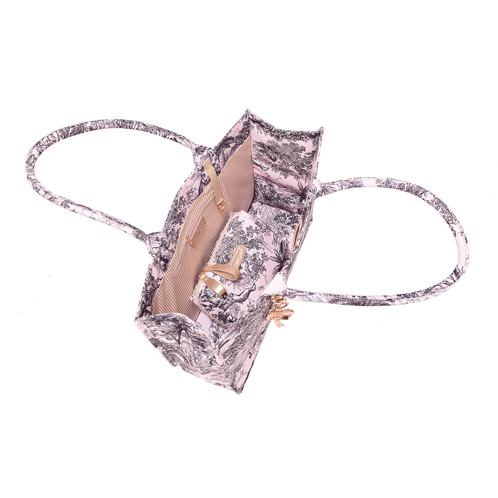 Queen of Hearts Book Tote Set in Palm Tree and White Lotus