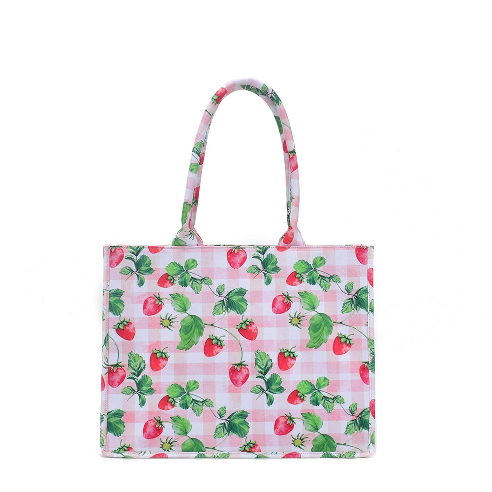 Queen of Hearts Book Tote Set in Strawberry Gingham