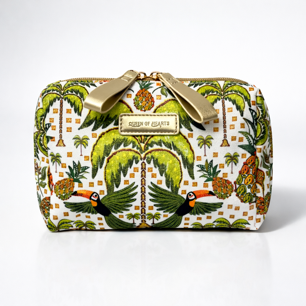 QUEEN OF HEARTS COSMETIC BAG IN HAWAIIAN TRIBAL