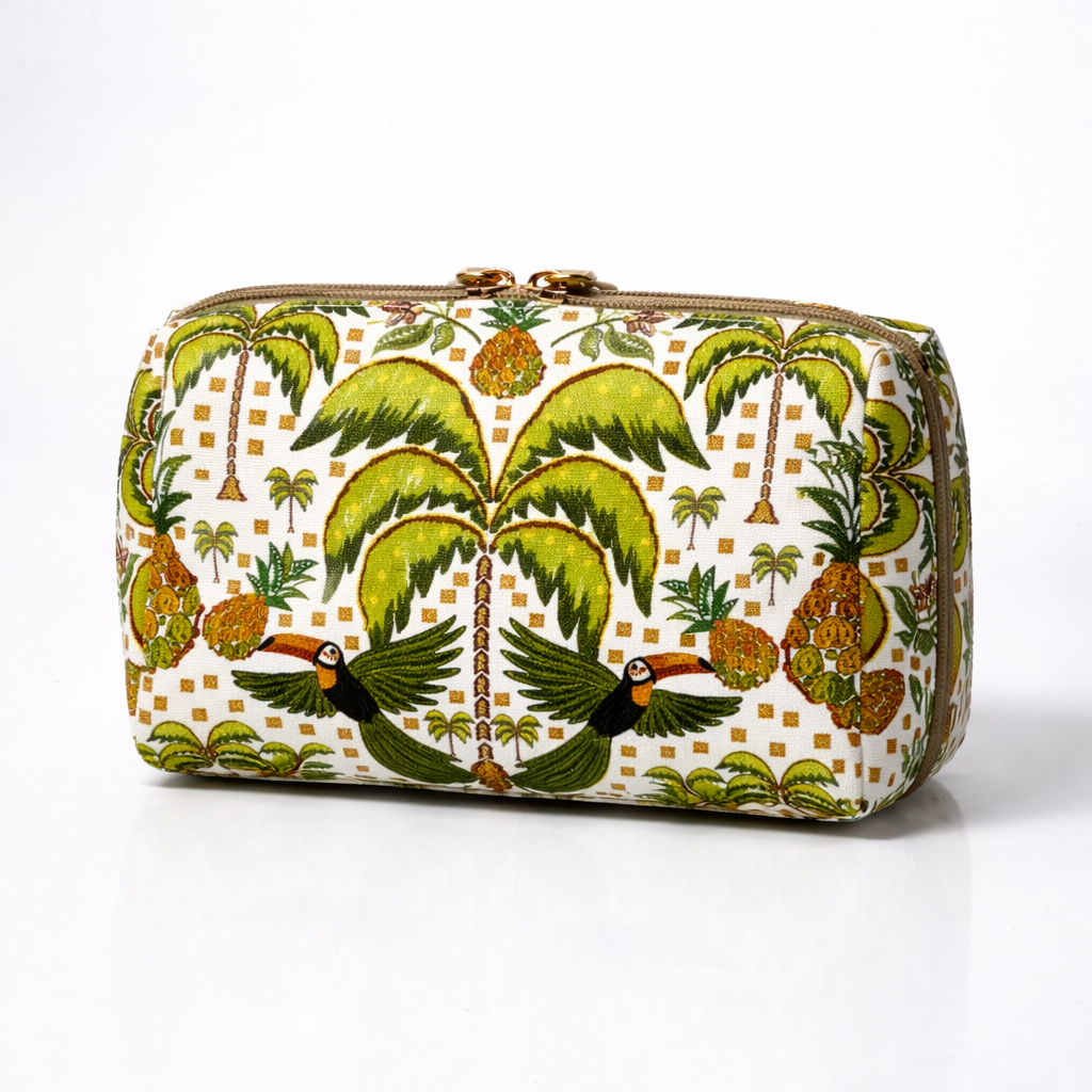QUEEN OF HEARTS COSMETIC BAG IN HAWAIIAN TRIBAL