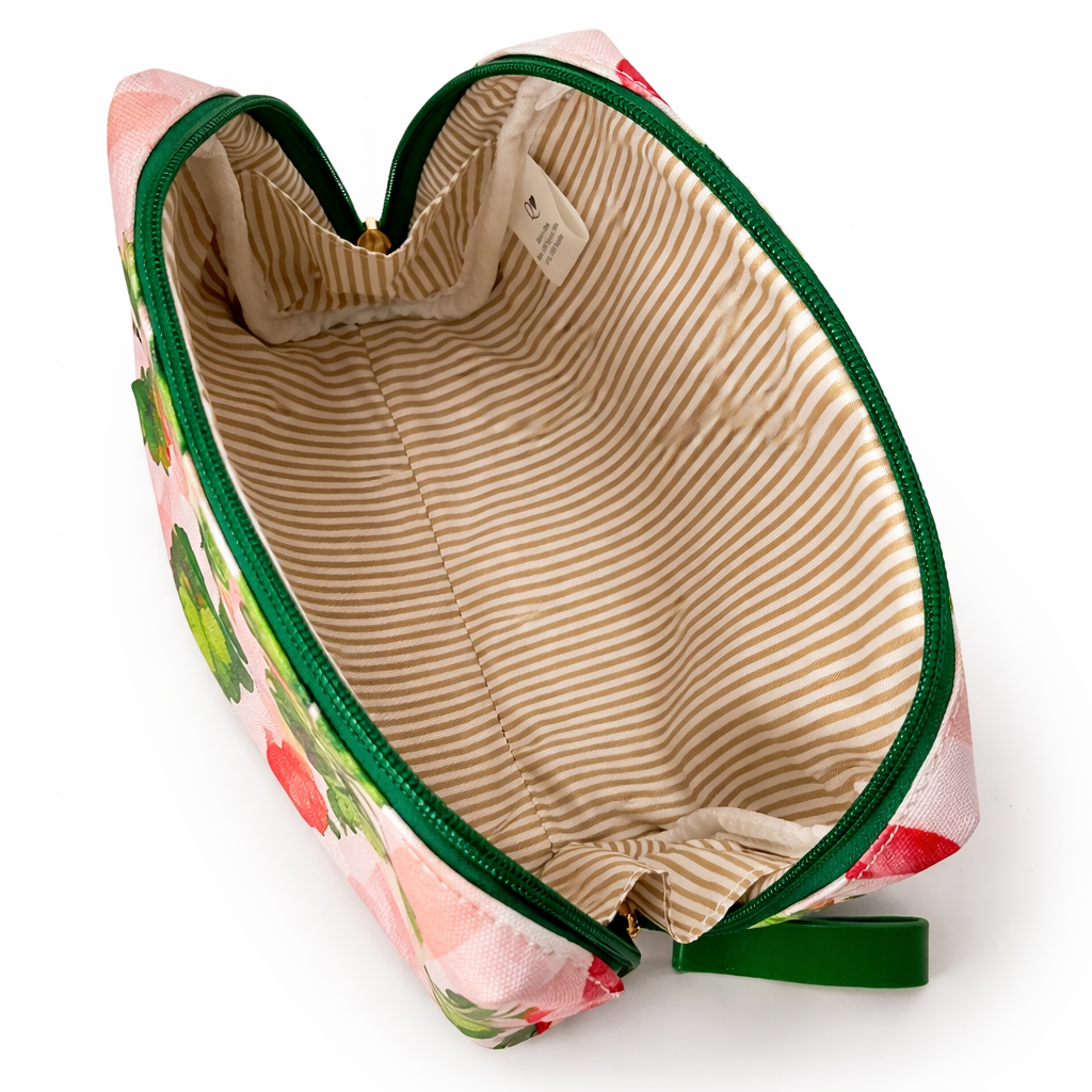 QUEEN OF HEARTS COSMETIC BAG IN STRAWBERRY GINGHAM