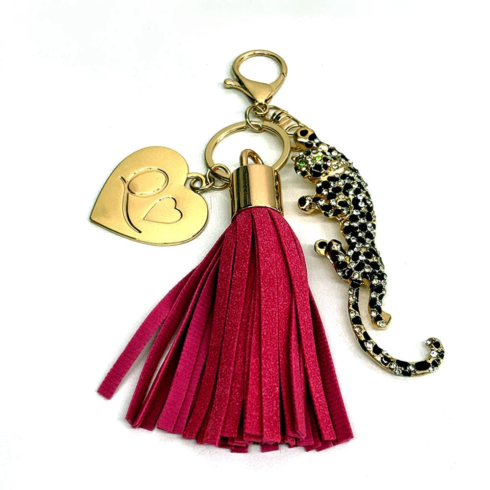 QUEEN OF HEARTS LEOPARD KEYCHAIN