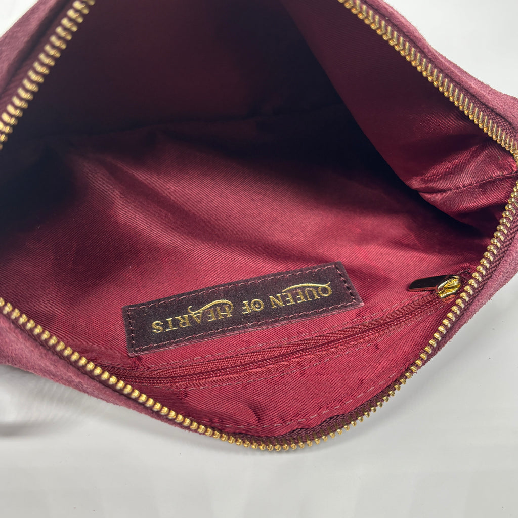 Queen of Hearts Suede Petite Rings Burgundy