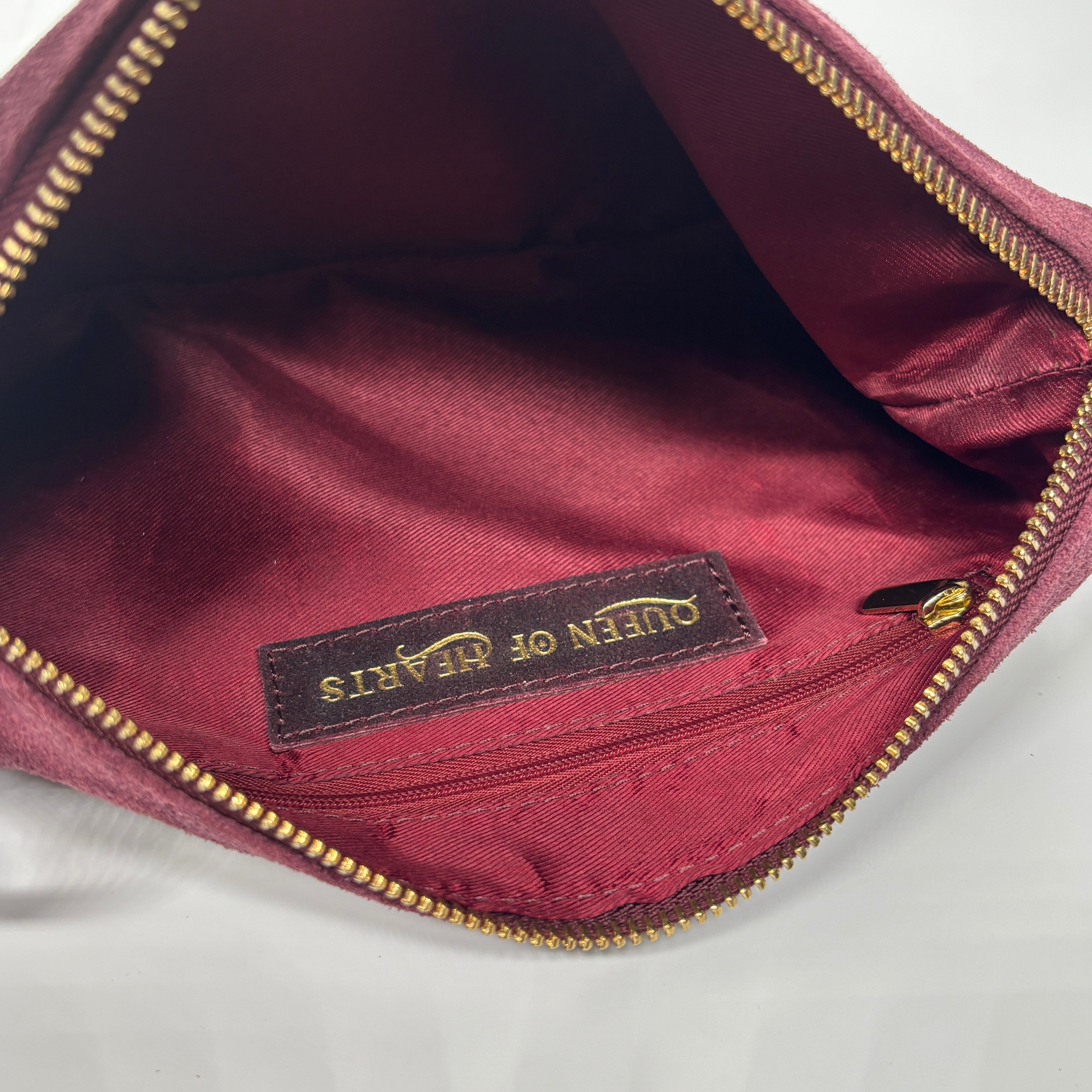Queen of Hearts Suede Petite Rings Burgundy