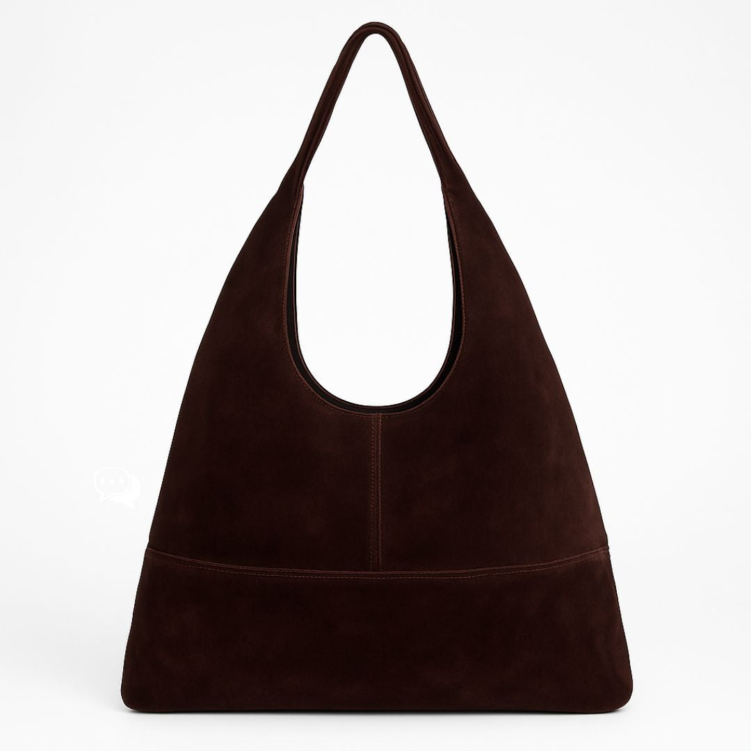 Queen of Hearts Suede Hobo Brown