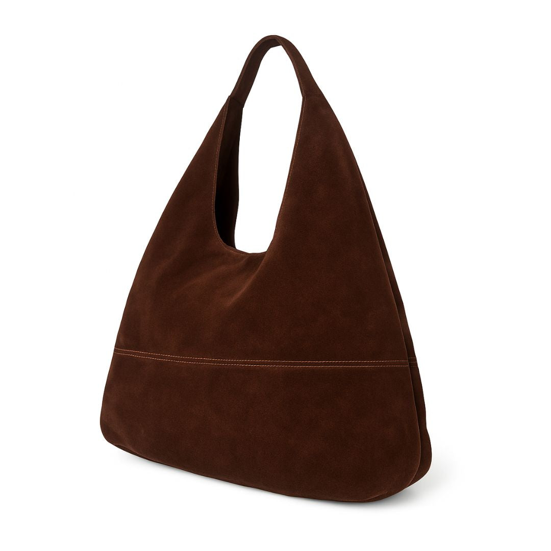 Queen of Hearts Suede Hobo Brown