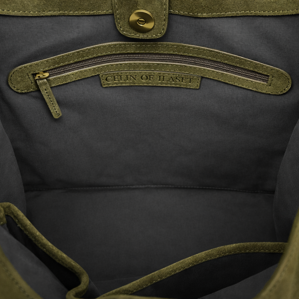 Queen of Hearts Suede Hobo Olive